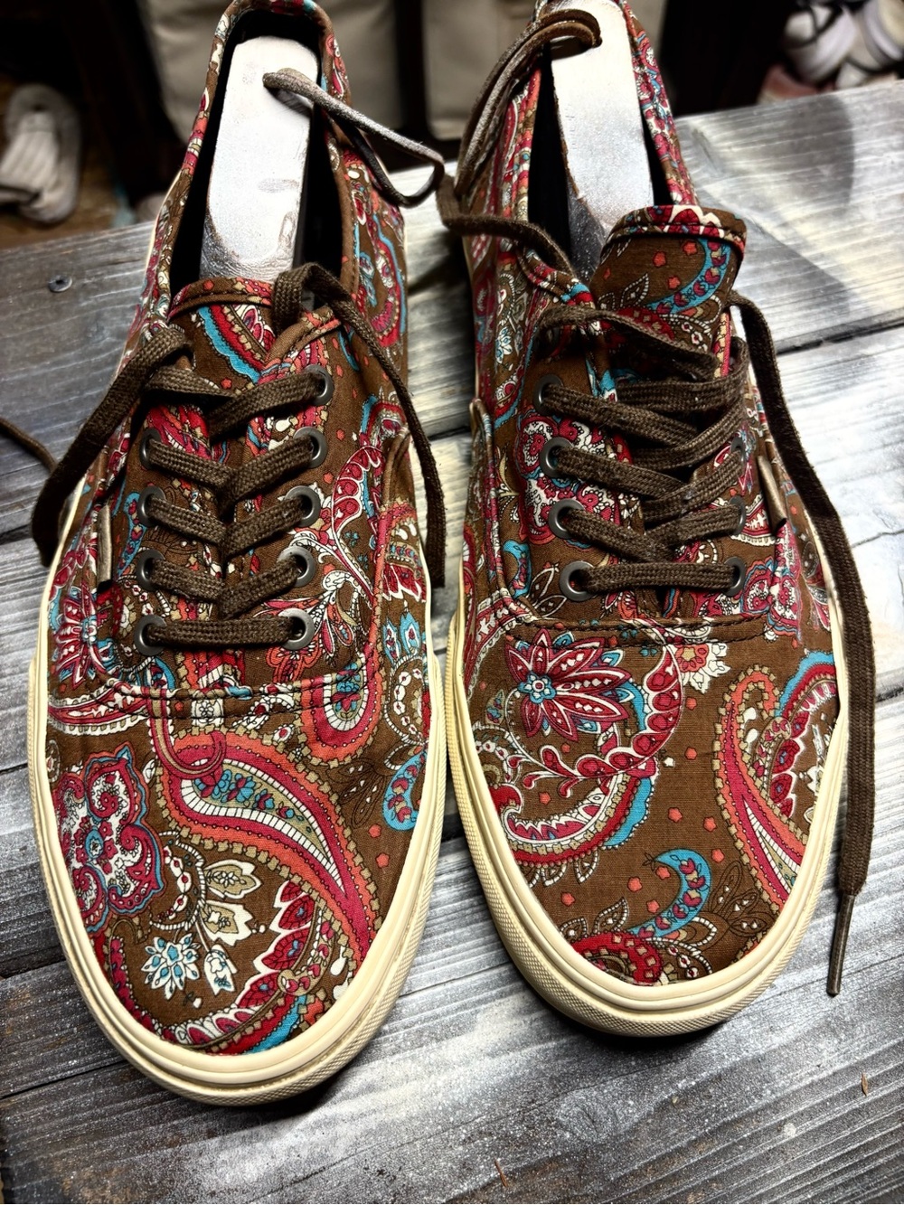 Men's Brown Paisley Low-Top Sneakers mens 12